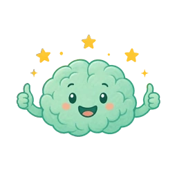 Smiling mint-green brain with gold stars